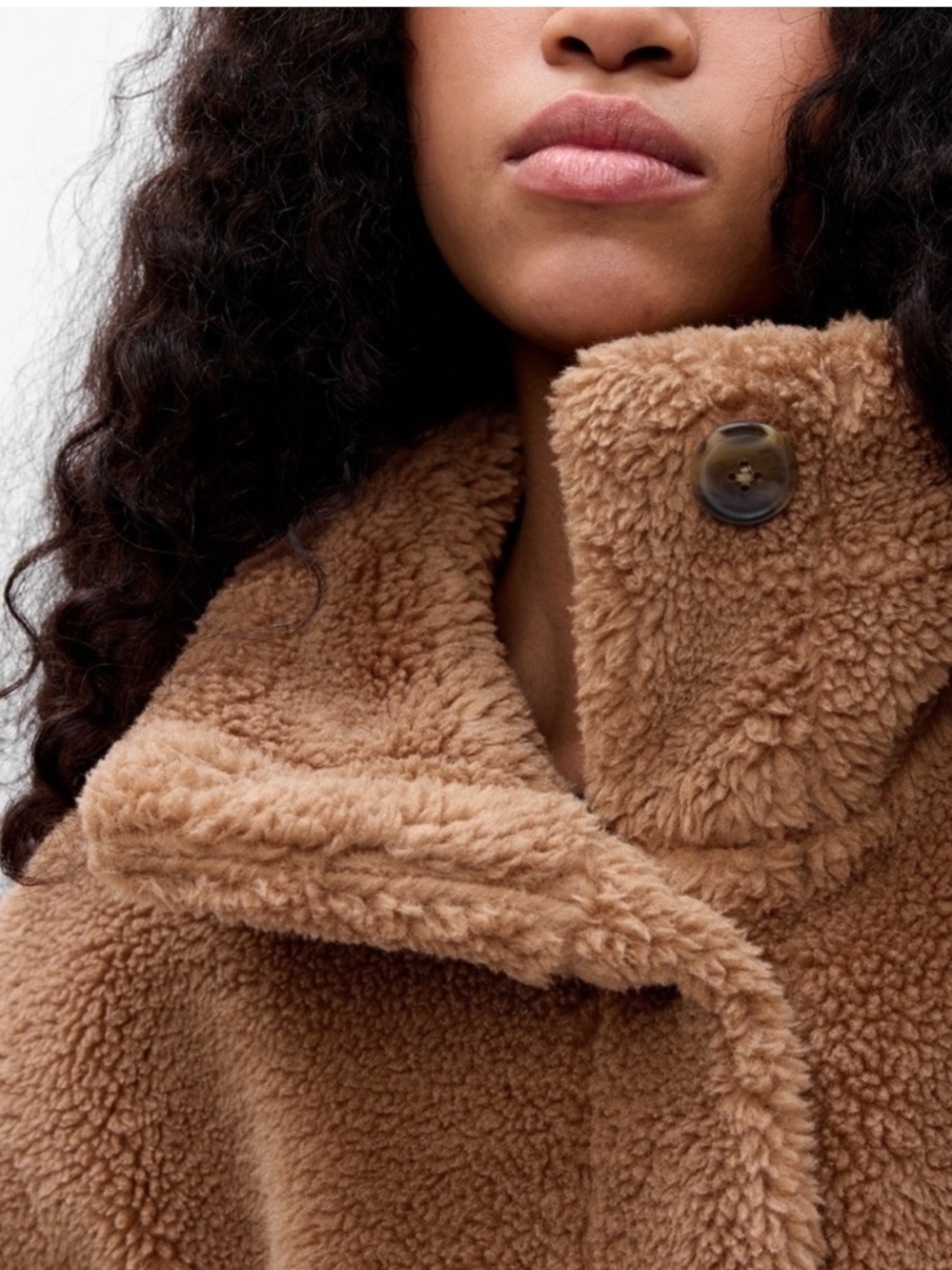GAP Long Sherpa Coat Black Teddy Women’s Size Large 742102 - Picture 3 of 12